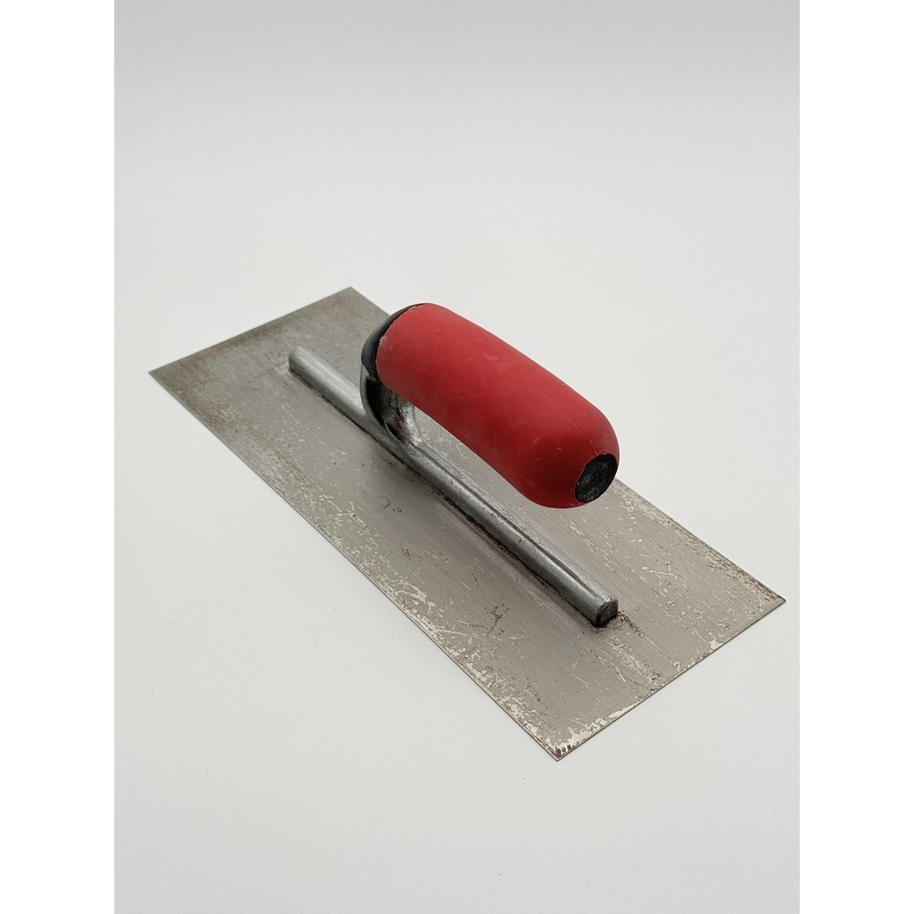 Stainless Steel Concrete Finishing Trowel 11" x 4.5" Red Rubber Handle - Used